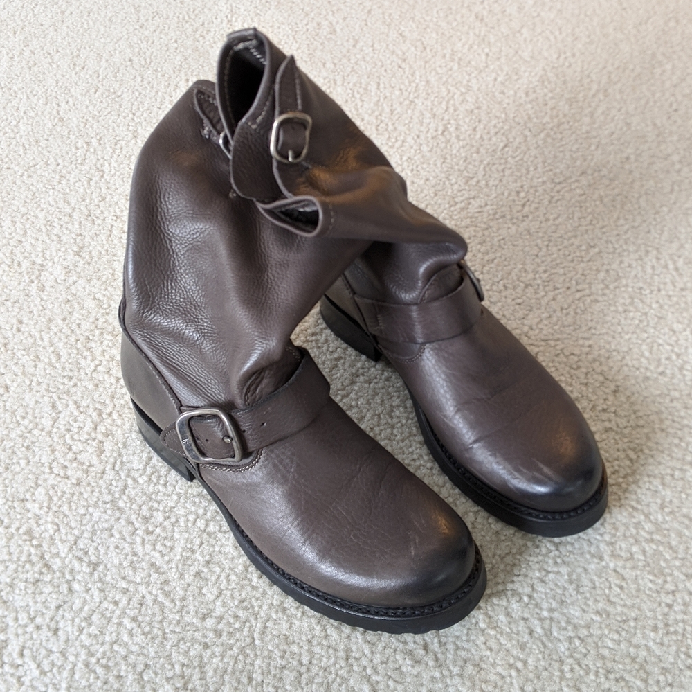 Gray leather Frye boots